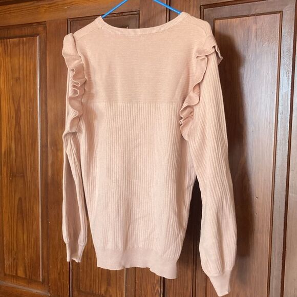 Deepself  NWT pink ruffle knit long sleeve pullover sweater Sz XL - Picture 4 of 9